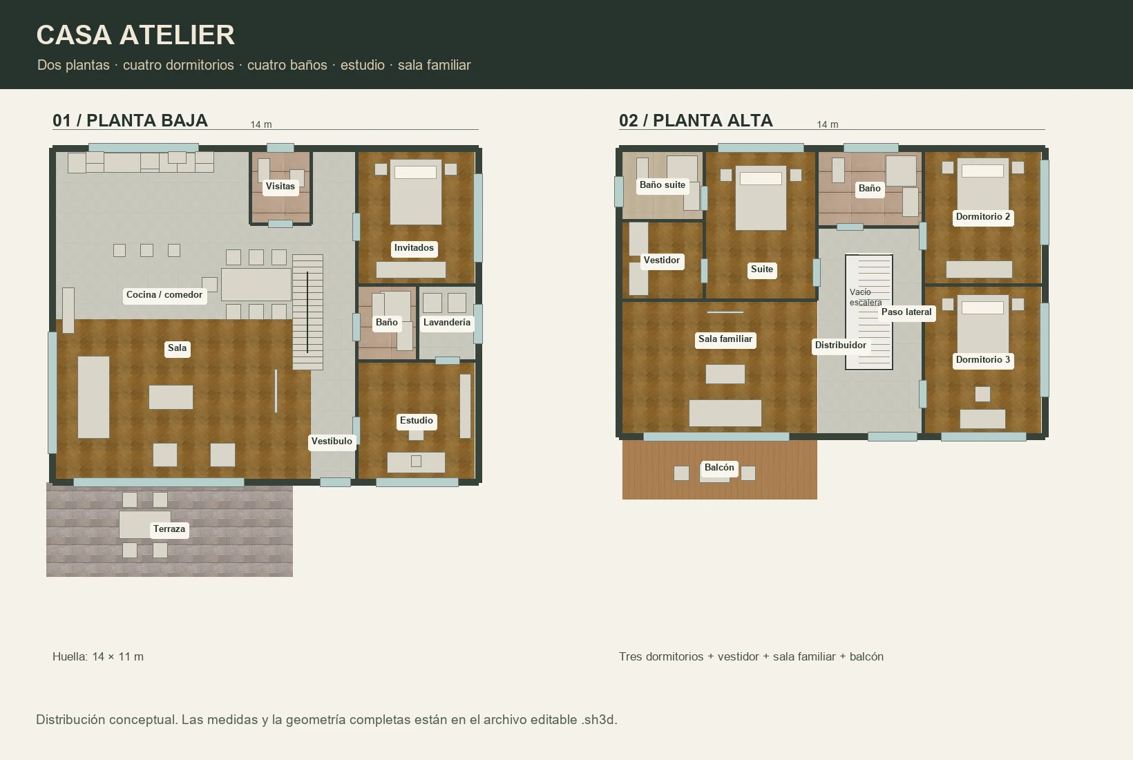 Plantas reales de Casa Atelier
