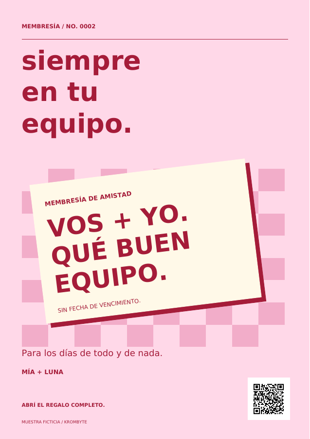 Póster rosado de amistad: Siempre en tu equipo