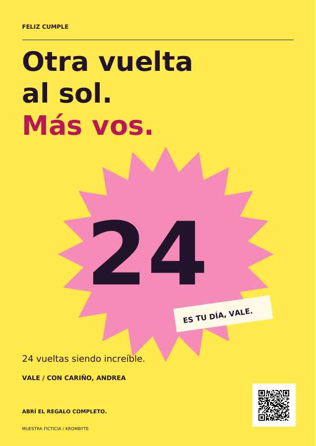 Póster amarillo de cumpleaños: Otra vuelta al sol